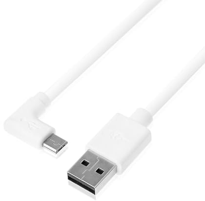 Mr. Gadget's Solutions Cable micro USB en ángulo recto - 1 metro 90 grados - Cable USB - Cable de carga USB - Cable USB a Micro USB, color blanco
