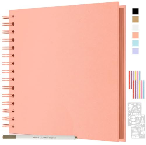 JAECU Album Fotografico Spirale Scrapbook 21x21cm, Fai da Te Scrapbooking Album 40 Pagine, Regali Nozze Natale Valentino Regalo di Anniversario Compleanno (Rosa)