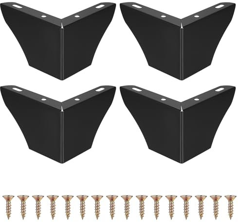 Qeapug 4 Pièces Pieds de Meubles 7.5 cm Pied Meuble, Pied de Table, Pieds Armoire en Métal, Jambes de Table en Forme de Triangle, Pied pour Meuble Canapé Placard Armoires Cuisine, Noir