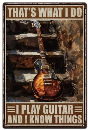 SUPERDANT Blechschild Retro Gitarren Blechschilder Retro Wanddekoration Blechschilder Zuhause Küche Wohnzimmer Metallschilder Deko Terrasse Höhle Café Kneipen Restaurants Klassenzimmer Musikzimmer