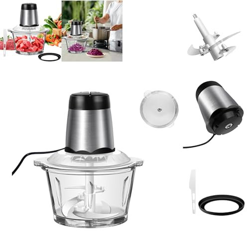 Rechargeable Mini Chopper,Manual Food Chopper with 2L Glass Bowl,Food grinder with Dual Speeds,Chop & Cut Fruits,Vegetables,Herbs,Onions