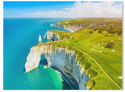 Malen Nach Zahlen ,Panoramalandschaft an den Klippen von Etretat, Normandie, Frankreich,Leinen Segeltuch, DIY Ölgemälde Weihnachten Geschenke Ohne Rahmen Wand Kunst Hauptdekoration（30x40cm）-742