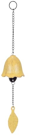 M METERXITY 1 Pcs Carillon Éolien Japonais, Cloche de Temple Carillon Éolien Vintage Cloche de Vent en Métal pour l'Extérieur/Jardin/Patio, Carillon à Feuilles [Jaune]