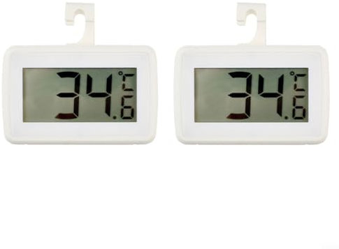 SMZhomeone Lot de 2 thermomètres de réfrigérateur et congélateur - Possibilités de placement polyvalentes - Températures de -20 °C à 60 °C - 67 x 25 x 43 mm - Blanc (affiche blanche)