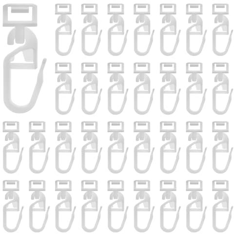 YFPOPONE Gardinenhaken Für Schienen, 60 Stück Gardinenhaken Zum Einhängen Laufkanal 5,8-7mmVorhang Haken Aus Kunststoff, Weiße Gardinen Gleiter, Gardinen Zubehör Für Wohnwagen Wohnmobil Caravan