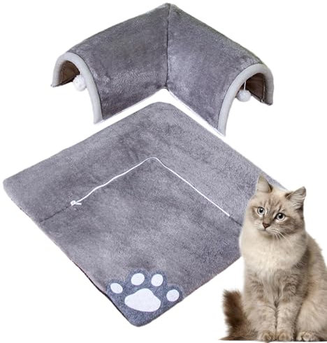 Katzentunnelbett, niedliches Katzenbett, Tunnelaufbewahrung, Katzentunnelbett, Katzentunnelbett, Katzentunnel mit hängendem Spielzeug – Haustierspielzeugbett, Katzenröhrenhöhle, tragbares, abnehmbares