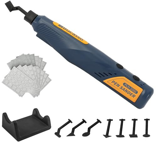 Bucasso Cordless Pen Sander, 5-Speed and USB Charging with LED Light, Multi-Purpose Power Tool, Mini Power Sander for Sanding, Polishing, Finishing, DIY Crafts