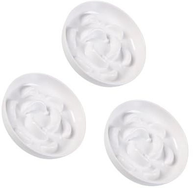 PTOBER Melaminmatskålar med långsam utfodring för katt - 3-pack kattmatsskålar, 16 cm bred öppning, snorvänliga labyrintplattor för torr och våt foder, diskmaskinställda, vita