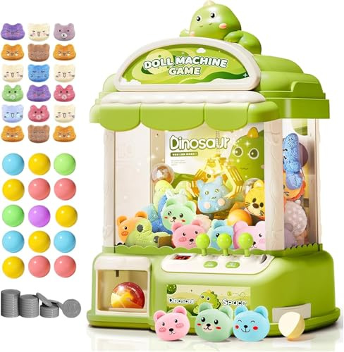 MIAOKE - Máquina de Garras Grande para Niños, Consola de Juegos Arcade Electrónica con Sonido Ajustable, Regalo de Cumpleaños Infantil, Incluye 30 Juguetes, 24 Monedas de Juego y 20 Huevos Sorpresa