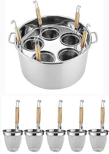 CVNIMV Nudeltopf-Kochtöpfe, Pastatöpfe 5 Löcher Pastakocher-Set mit Einsatzsiebkorb, Edelstahl-Nudeltopf Home Kitchen Suppentöpfe Dampftopf, Kochgeschirr zum Kochen von Nudeln