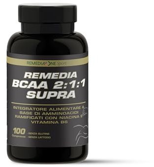 REMEDIA ONE - BCAA 2:1:1 Supra, AMINOACIDI RAMIFICATI BCAA 211 con Vitamina B3 e B6 per il Recupero Muscolare, Intra Pre Post Workout, per Palestra e Allenamento - 100 Compresse da 1000mg