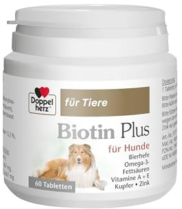 Doppelherz für Tiere Biotin Plus für Hunde - Für Hunde, die Sich in ihrer Haut wohlfühlen - Spurenelemente und Vitamine - 60 Tabletten