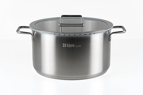 lätt Home Casserole en acier inoxydable de 28 cm de diamètre adapté pour cuisinière à induction en vitrocéramique gaz électrique et four - couvercle avec bord en silicone - fond Full Induction 5