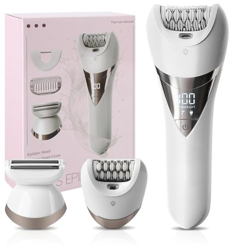 Épilateur électrique 2 en 1 pour le visage, le menton, les bras, les jambes, les aisselles, le bikini, le rasage et l'épilation, tête large pour une épilation rapide, rasoir pour femme humide et sec