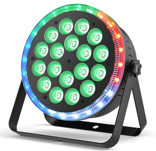 Glowingstage RGBW LED Par, 108W Luci da Palco, Luci de Discoteca, Luci per Feste con 24 Effetti LED a Colori e DMX512, Faretti per DJ Disco, Halloween, Natale, Esterni