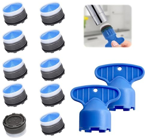 LUMOOM 10 filtri per rubinetti, 10 pezzi, filtro rubinetto con 2 chiavi inglesi, per cucine e rubinetti da bagno (M21.2)