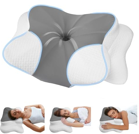 BESTISAN Nackenkissen, ergonomisches Seitenschläferkissen aus Memory-Schaum für Seiten-, Rücken- und Bauchschläfer mit abnehmbarem Bezug