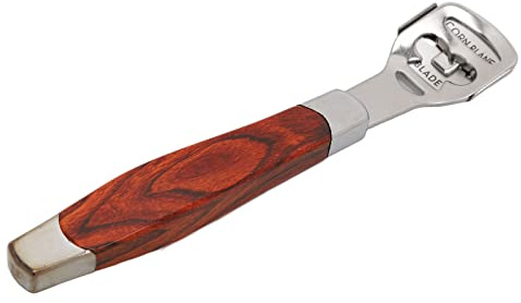 Akozon Rasoir de callosité en Acier Inoxydable avec Poignée en Bois et 10 Lames de Remplacement - Fichier de Pied Ergonomique pour l'élimination Efficace des Cals et les Soins de la Peau Morte