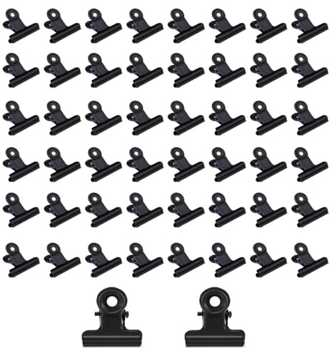 50 Stück Kleine Bulldogge Büroklammern, 22mm Multi-function Binder Clip for Klammern,Multi-function clip for klammern,für Tags Taschen, Fotos,Zeichnungen, Kunsthandwerk, Büro, Küche (Schwarz, 22mm)﻿