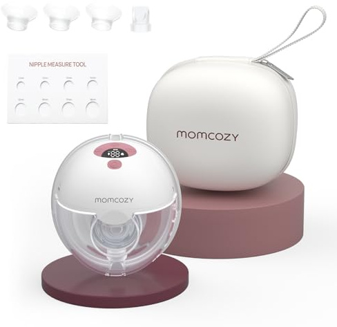 Momcozy Tiralatte Elettrico Indossabile M5, Tiralatte Indossabile Della Bocca del Bambino Flangia a Doppia Tenuta con 3 Modalità e 9 Livelli, Tiralatte Elettrico Portatile, 24mm (1, Rosso)