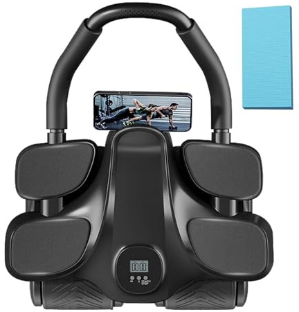 Rodillo Abdominal | Soporte De Codo Automático Con Temporizador | Equipo De Entrenamiento Abdominal De Cuatro Ruedas,Para Entrenamiento De Músculos Del Tronco Fitness Fuerza Hombres Mujeres