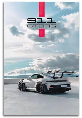 WARL 992 911 GT3 RS Rennen Sport Poster Druck auf Leinwand, 40 x 60 cm