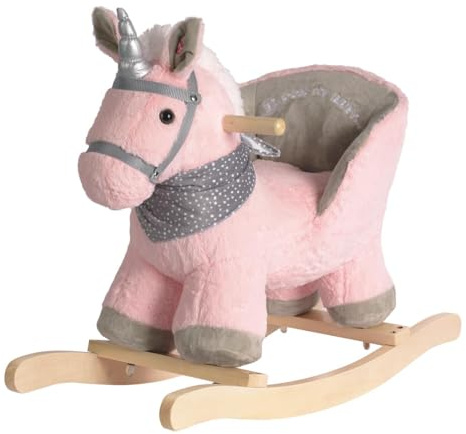 Plüsch Rocking Horse -Schaukelpferd Schaukeltier Schaukelspielzeug，TIC、CE Zertifizierung(Rosa)