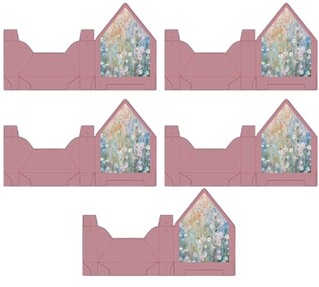 Blomlåda - handväska form | presentförpackning - alla hjärtans dag kuvert lådor - förpackning med 5 vikbara blomförpackningar för bröllop födelsedag mors dag alla hjärtans dag roséguld kartong