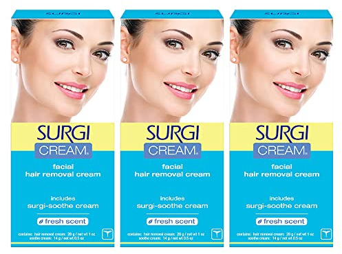 Surgiwax Facial Hair Removal Cream, Hair Remover for Face, 1 Ounce Tubes (Pack of 3)