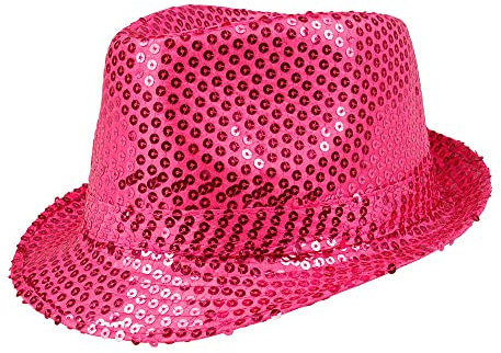 Boland Chapeau à paillettes, unisexe, tenue disco, accessoire, carnaval, costume, fête à thème, rose