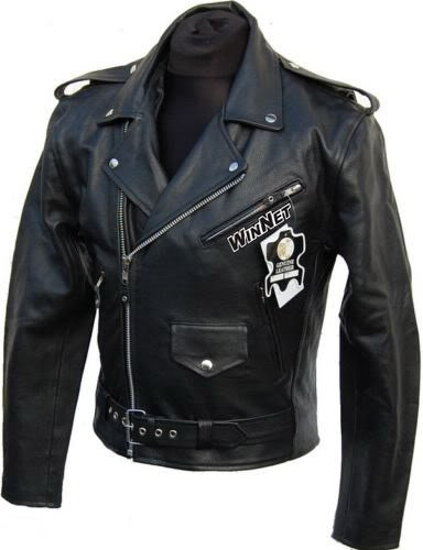 WinNet Giacca chiodo vintage da moto custom in pelle