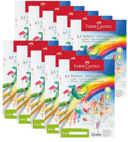 Faber-Castell 212051-10 målarbok DIN A5, FSC-mix, perforerad, 60 ark, 10 block