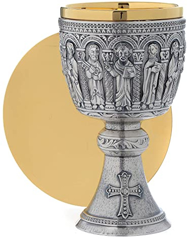 Calice patena Molina stile romanico ottone