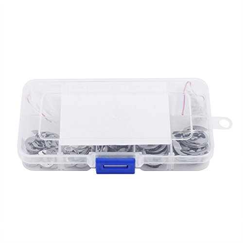 Circlip Surtido Acero Inoxidable 304, 1.5-10mm 120pcs | Fijación E en 10 Medidas, Resistente a la Corrosión, Sujeción Firme en Ejes, Talleres y Reparación Industrial