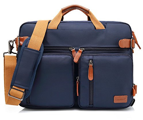 CoolBELL umwandelbar Aktentasche Messenger Bag 17 Zoll Laptop Tasche Rucksack Umhängetasche Multifunktions Reise Schultertasche für Herren/Damen,Blau