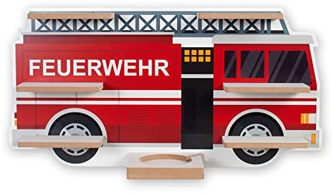 Kreative Feder Regal „Feuerwehr“ geeignet für Toniebox und Tonies inkl. 40 Metallplättchen für Flexible Befestigung der Tonie Figuren (Feuerwehr)