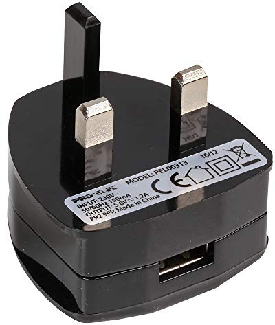 Pro Elec PEL00313 5V, 1.2A, Black USB mains Power Adaptor