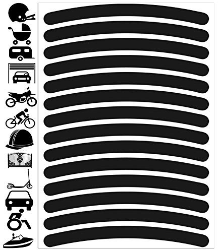 Biomar Labs® 14pcs Negro Kit de Pegatina Reflectante para Llantas Cinta de Advertencia Seguridad Reflectiva Vinilo Adhesivo Coches Cascos Motos Ciclomotores Bicicletas Ordenador Portátil D 54