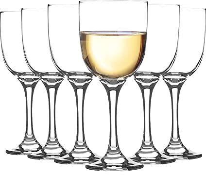 Argon Tableware White Wine Glasses Set of 6-290ml - Campana Collection - Medium Dishwasher Safe Red Wine Glasses Set for Restaurant, Hen Party, Celebrations