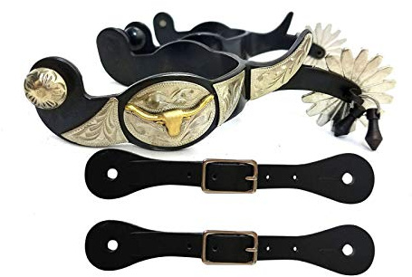 CLBING Western sporen mit sporenriemen,Black