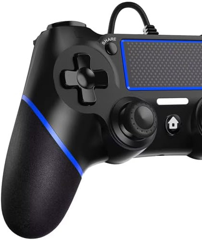 Zexrow Wired Controller per PS-4, USB da 2,1 m Wired Game Controller per Pla-yStation4/Pro/Slim/PC, Gamepad con doppia vibrazione e impugnatura antiscivolo (Nessuna porta audio)