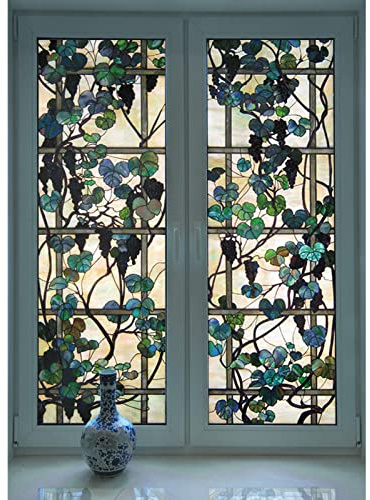Siunwdiy Fensteraufkleber,Selbsthaftend Sichtschutzfolie,Bunt Landschaft Fensterfolie Milchglasfolie Privatsphäre, Für Zu Hause Badezimmer Wohnzimmer Dekorativ,20,60x120cm(24x47)