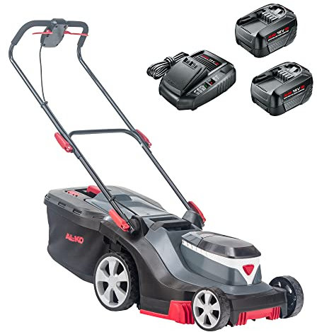 AL-KO Akku-Rasenmäher 38.2 Li Comfort, 38 cm Schnittbreite, Akkufach für bis zu 2 Akkus 18 V Li-Ion (2X Akku und Ladegerät im Lieferumfang), für Flächen bis 300 m², zentrale Schnitthöhenverstellung