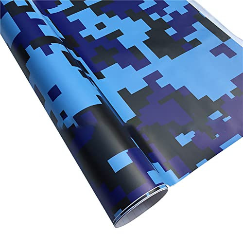 Camouflage Vinyl Wrap Film,Assudro Digital Camouflage Auto Aufkleber Körper Farbwechselfolie Blasenfrei Motorrad Camo Styling Aufkleber Rolle Auto Selbstklebende Dekor Car Wrap Folie,blau 152 * 30CM