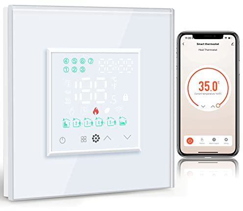 BSEED Smart Alexa Wasserthermostat, Programmierbarer Temperaturregler für die Warmwasserbereitung Ausrüstung 5A, Thermostat Fussbodenheizung, Kompatibel mit Alexa und Google Home Weiß (Hub unbenötigt)