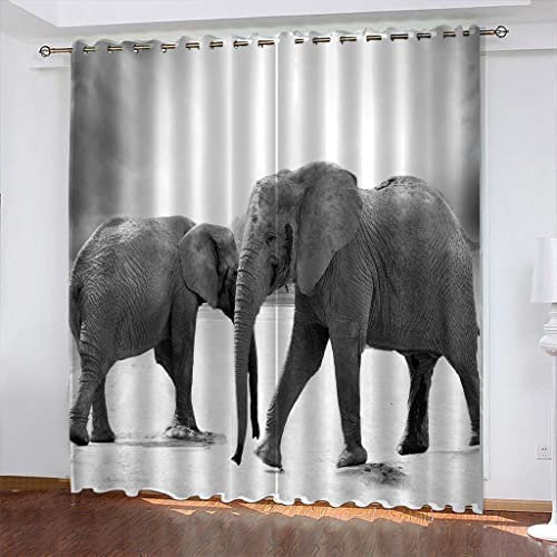 Gadulu 3D Vorhänge Tierischer Elefant Undurchsichtige Vorhänge Waschbar Langhaltig Hochwertig Verdunkelungsvorhang Wohnzimmer Schlafzimmer Küche Thermovorhang 140(B) X160(H) cm - Kinder Vorhänge