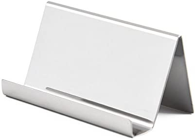 1 x Edelstahl-Visitenkartenhalter, Namenskartenständer, Schreibtisch-Visitenkartenhalter, Büro-Kartenständer für Schreibtisch, Arbeitsplatten – Silber
