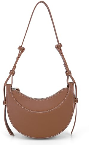 ACUYE Borsa a spalla per donna, borsa a tracolla in pelle a forma di mezzaluna, borsa per polpette, borsa per ascella, borsa a mezzaluna con tracolla regolabile, Marrone, 24.5cm