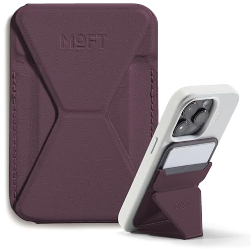 MOFT MagSafe Wallet Stand for iPhone 17/16/15/14/13/12 Series Compatible with MagSafe, MOVAS Vegan Leather Magnetic Phone Stand with 3 Viewing Angles, 2 Cards Holder