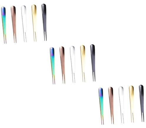 BESTonZON 15pièces Fourchettes Acier Pour Fruits Et Apéritifs Design à Dents Pour Bars Et Cafés Arc-ciel